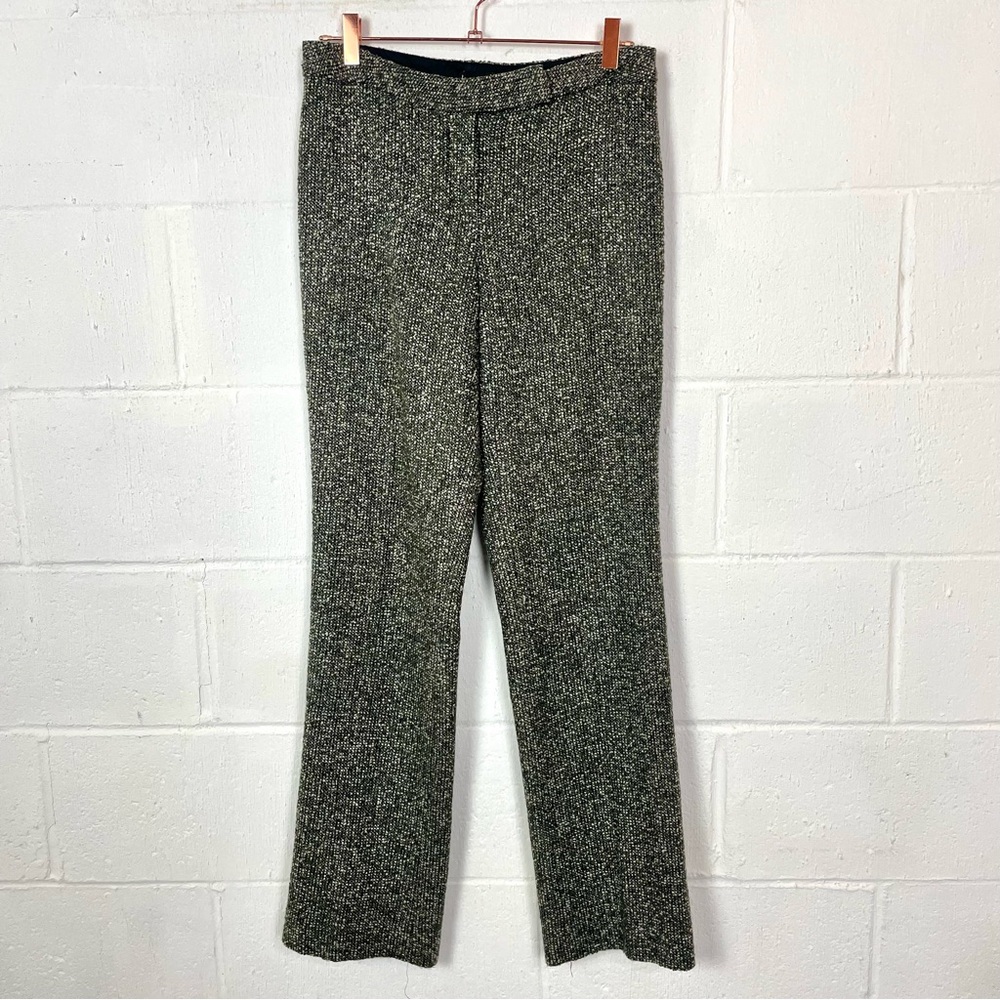 INC Wool Blend Tweed Pants Straight Leg Green Office Preppy Academia Twee SZ‎ 2